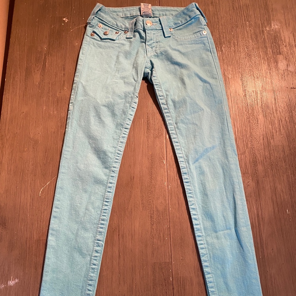 True Religion teal skinny jeans